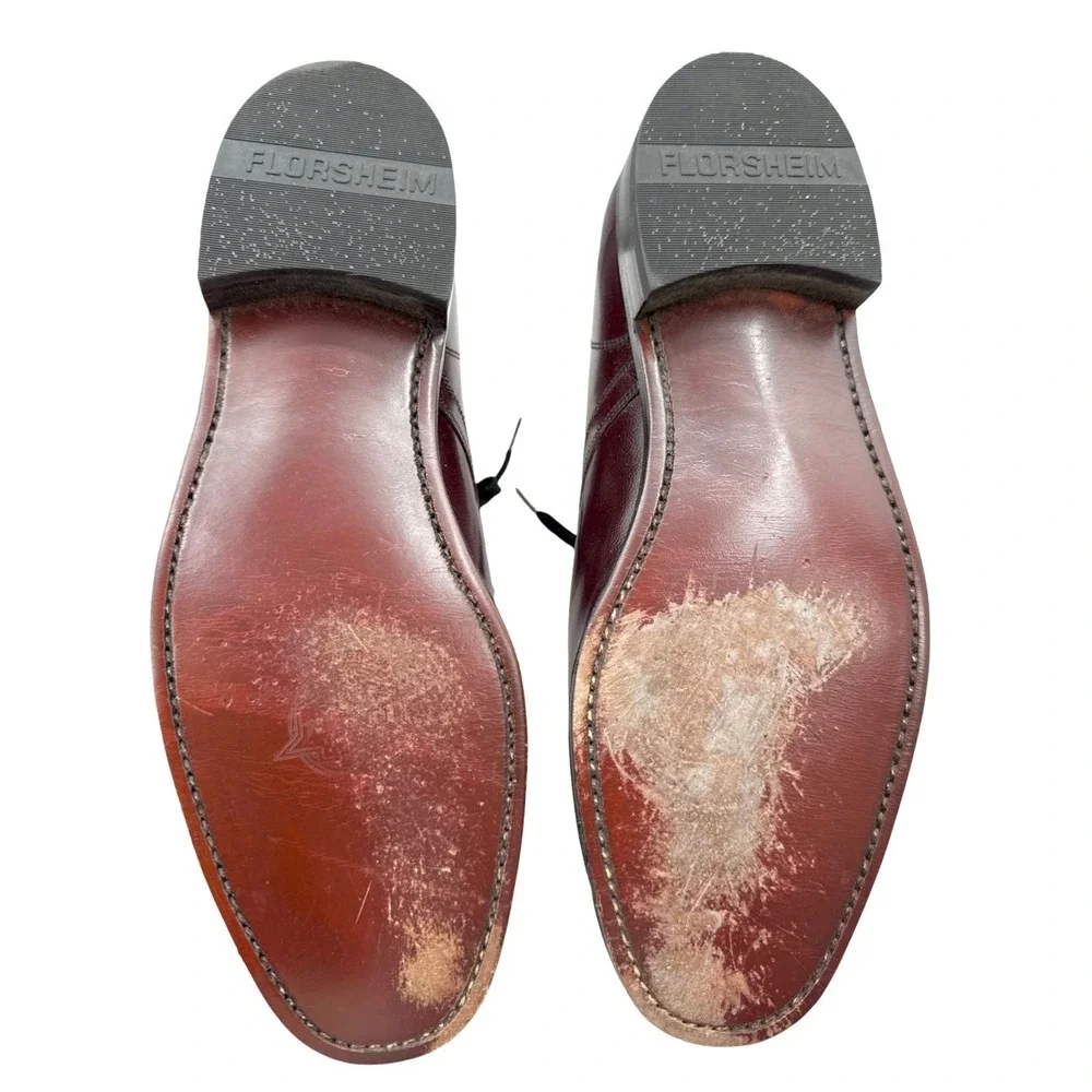 Florsheim Burgundy Leather Apron Toe Dress‎ Shoes Size 8.5 Vintage Classic